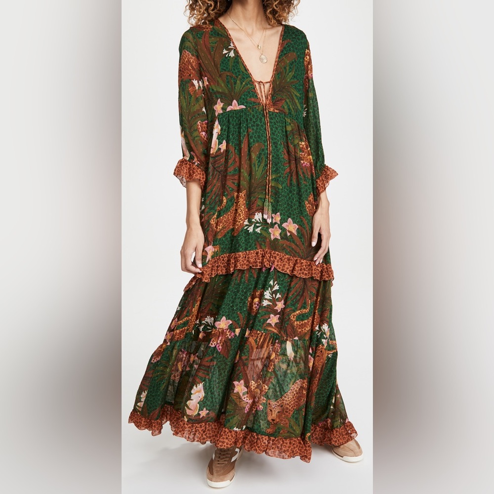 NWOT— FARM RIO Wild Leopards Tiered Maxi Dress — sold out!
